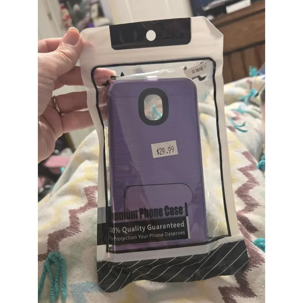 Purple Brushed Metal Kickstand Case for Samsung Galaxy J3 (2018)